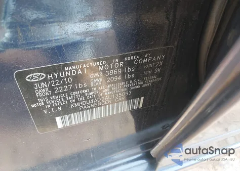 2010 Hyundai Elantra Gls from USA, damaged, VIN KMHDU4AD9AU135093